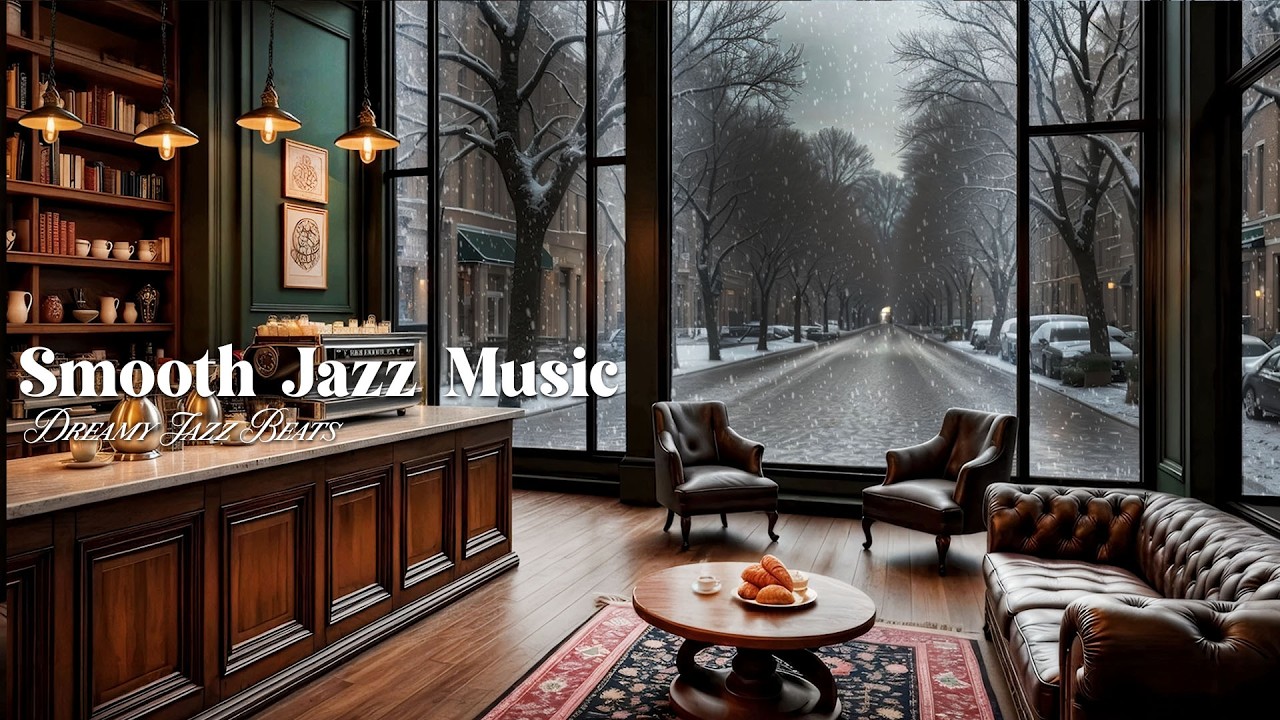 Snowy Day at a Cozy NYC Coffee Shop ☕ Relaxing Jazz Music with Rain Sounds to Boost Your Mood