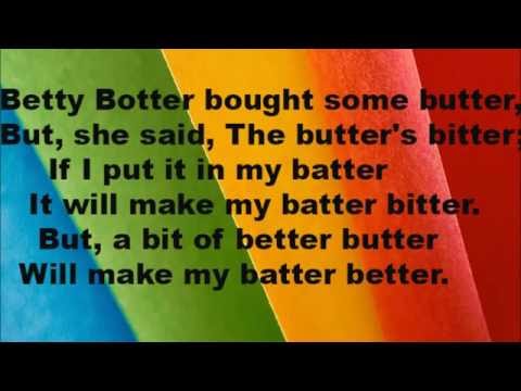 English Tongue Twister. Betty Botter bought some butter........ - YouTube