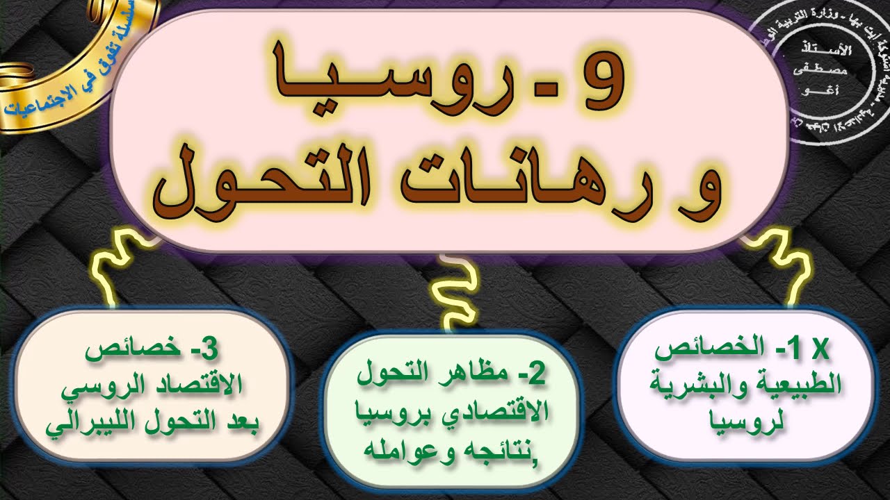 روسيا ورهانات التحول مادة الجغرافيا الثالثة اعدادي الدرس9 الدورة 2 مع ملخص للمراجعة وفق الاطار الم..