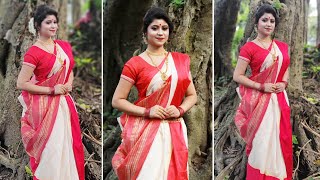 বঙল সটইল শড পর Bengali Style Bridal Saree Draping আটপর শড পরর পদধত 