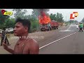 Truck Catches Fire In Jajpur Highway