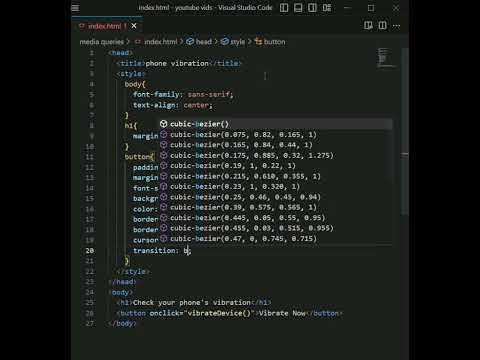 created a button using HTML, CSS and JavaScript that makes your phone vibrate
