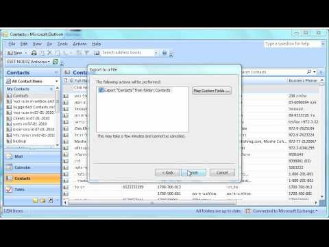export outlook contacts to excel