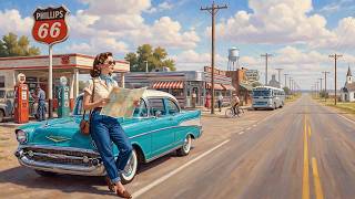 Summer 1958 on Route 66 ☀️ Vintage Oklahoma & Texas Road Trip | Relaxing Vintage Americana Music
