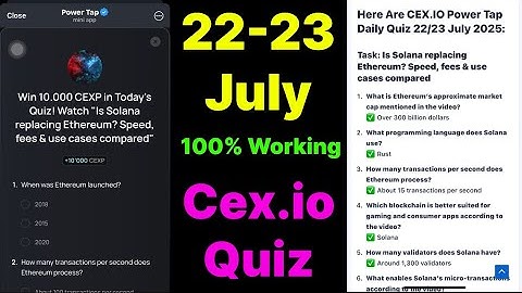 Cex.IO Quiz Answers Today 22 & 23 July | Cex.io Daily Quiz | Cex io daily combo | Cex.io daily quiz
