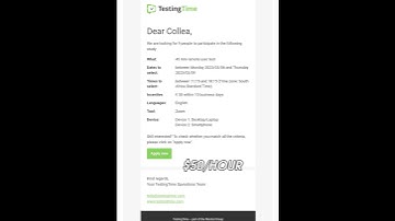 $50 per hour answering questions on Testing time.