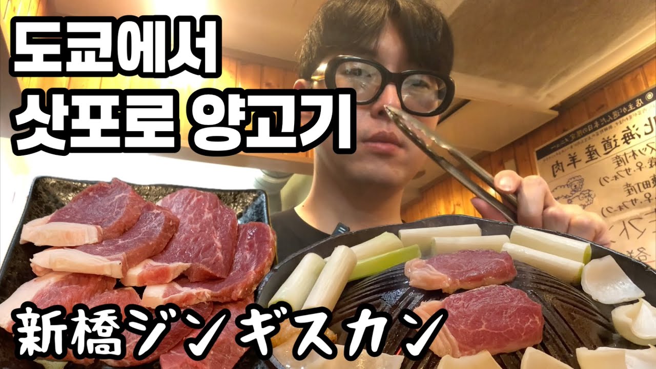 도쿄 신바시에서 홋카이도 양고기에 혼술 - 新橋のしろくまで1人ジンギスカン (KOR/JPN sub)