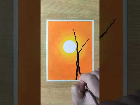 Sunset scenery drawing with oil pastel shorts