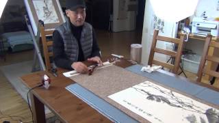 Lesson 49 How to Make a Chinese Silk Scroll (Part 3-3) with silicone adhesive film for dry mounting