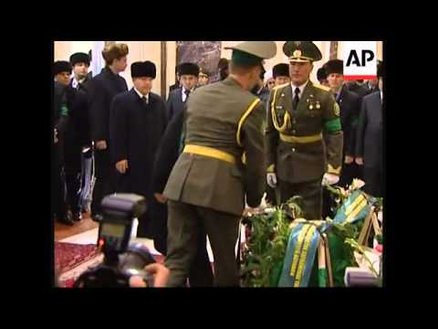 AP Pix Of Turkish Delegation Arriving Paying Respects To Niyazov