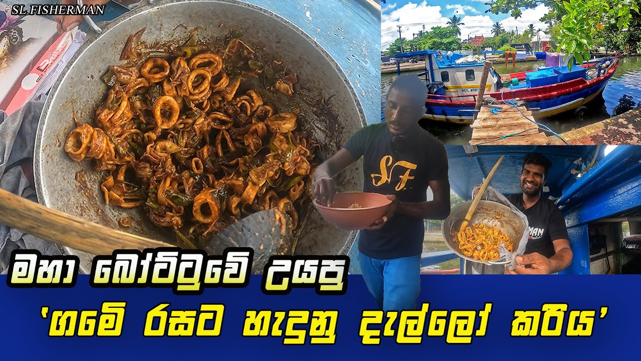 Fisherman's Fresh Catch: A Delicious Cuttlefish Curry Adventure | මහ බෝට්ටුවේ හදපු දැල්ලො කරිය