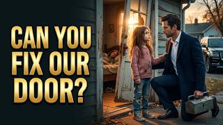 Little Girl Asked, “Can You Fix Our Door”—The Billionaire Single Dad Changed Their Lives Forever
