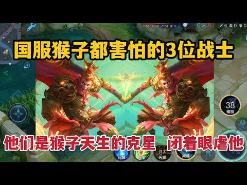 国服猴子都害怕的3位战士！他们是猴子天生的克星，闭着眼虐他
