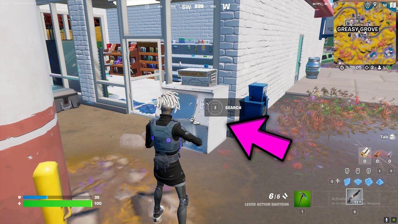 Search Produce Boxes, Ice Machines, or Coolers Fortnite week 8