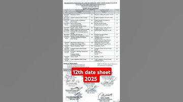 12th class date sheet 2025 all Punjab board|2nd year paper date sheet 2025 all Punjab#bahawalpur