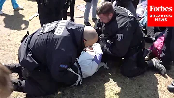 Police In Berlin, Germany, Arrest Pro-Palestinian Demonstrators Camped Outside German Parliament