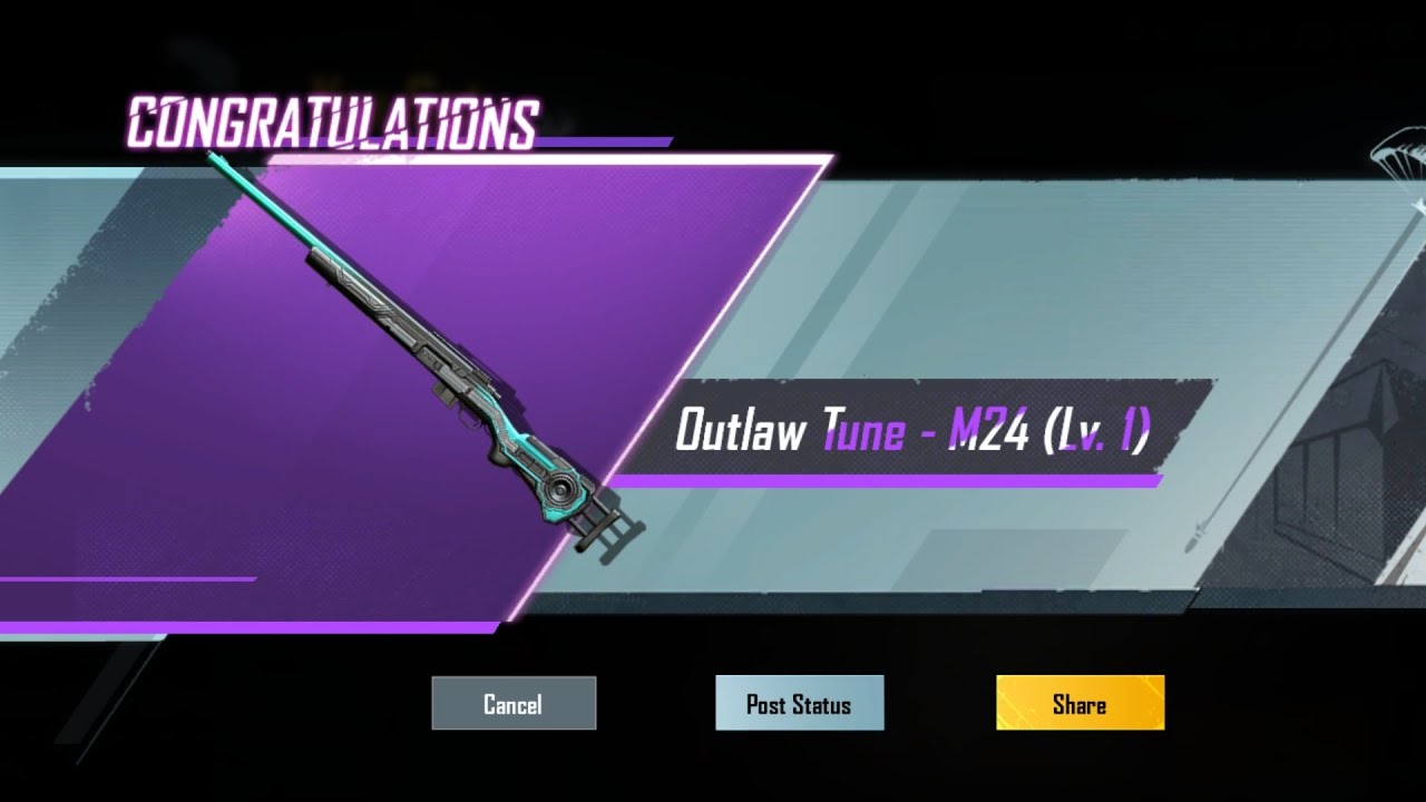 Bgmi pack opening of upgradable m24 outlaw tune m24 level up pubg