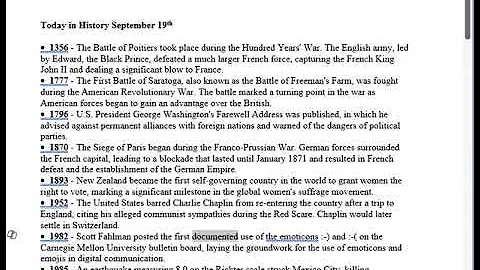 Today in History September 19th #history #historyminute #onthisday #onthisdayinhistory