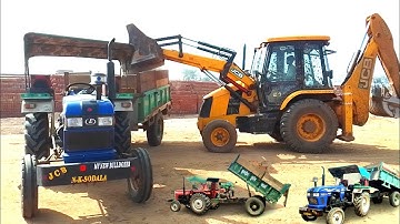Jcb 3Dx Eco Machine Loading Dust and Mud in Trolley Eicher 380& Massey Tractor । Jcb Video । Tractor