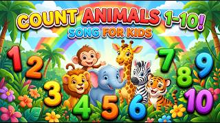 Counting Animals 1 to 10 🐵🦁 | Animal Counting Song for Kids | Learn Numbers
