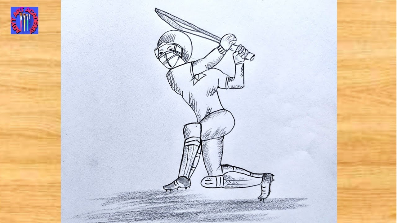 Discover 136+ cricket playing drawing super hot