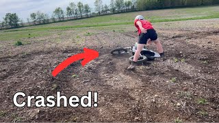 Dirt Bike Crashes Trying to Kick-Start it!