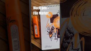 Abstract artwork with black pen + Flio Marker orange and black forms. #abstractart #meditation #art