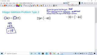 Integer Addition Problem Type 2