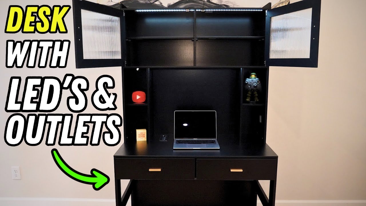 Durable Desk with Bright LED's and Useful Outlets  for Gaming/Office/Study *Full Review*