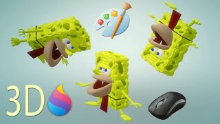 Caveman Spongebob From Sb-129 Episode 2D To 3D Ms Paint Paint 3D Mouse Only