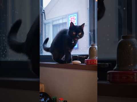 窓際の子猫/Kitten by the Window #子ネコ #黒猫 #kitten #kittenshorts