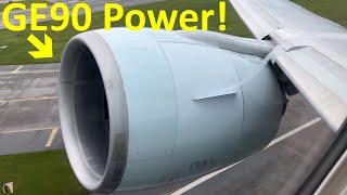 GE90 Take-off with vortex generator in action!