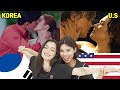 Korean & German Girls React to LOVE SCENES   US vs  KOREA