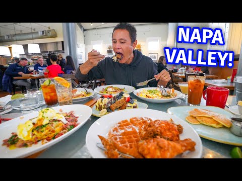 Giant 9 DISHES BREAKFAST!! Farm to Table FOOD TOUR in Napa Valley, California!!