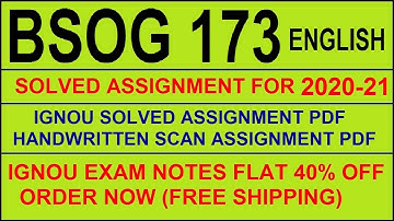 BSOG 173 in English Solved Assignment 2020-21 PDF @20rs / IGNOU EXAM NOTES, Guides 40% Flat.