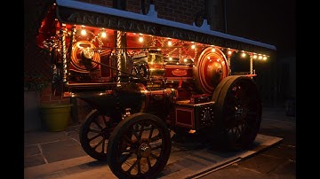 3" scale Fowler showmans engine generating at night