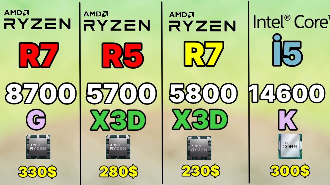 R5 5700X3D VS R7 5800X3D VS R7 8700G VS R7 7700X VS 5 14600K RYZEN R5 r5-5700x3d-vs-r7-5800x3d-vs-r7-8700g-vs-r7-7700x-vs-5-14600k-ryzen-r5