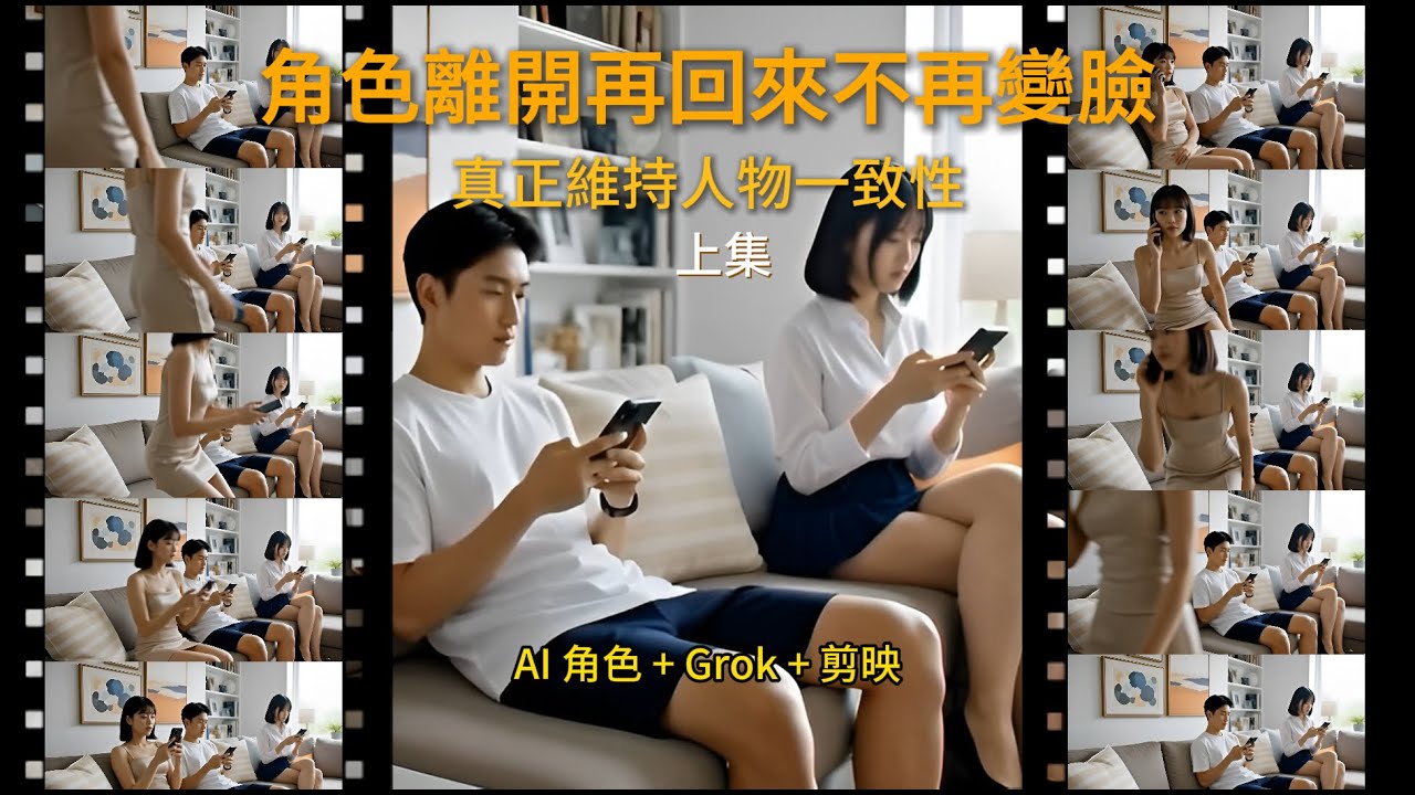 如何讓影片角色離開鏡頭再回來不再變臉 - 真正維持人物一致性 - AI 角色 + Grok + 剪映(上集)