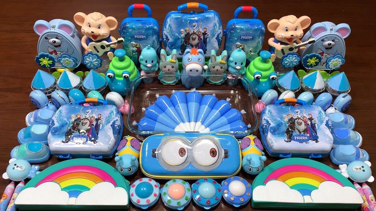 FULL BLUE PIPING BAGS FROZEN !! MIXING TOO MANY THINGS INTO SLIME !! SATISFYING SLIME SMOOTHIE 
