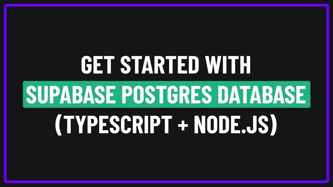 Connect to Supabase PostgreSQL with Node.js + TypeScript - YouTube
