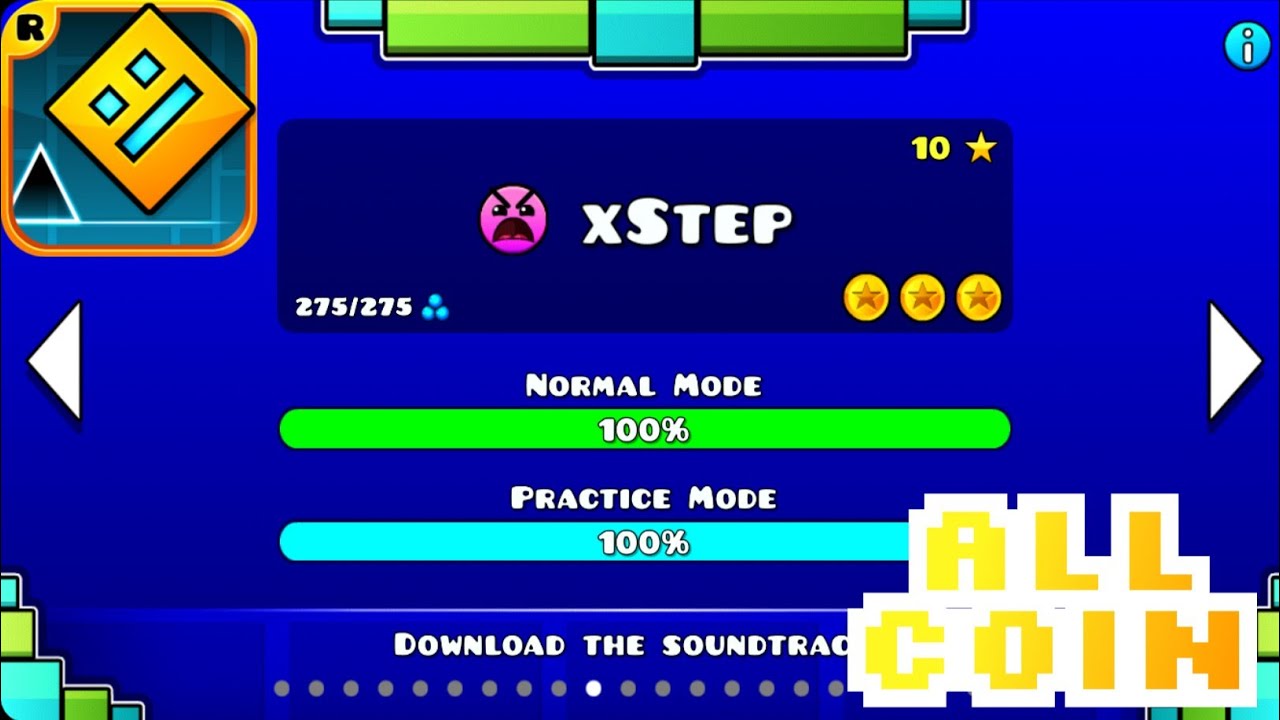 Geometry Dash - Level 10 "XStep" All Coin - YouTube