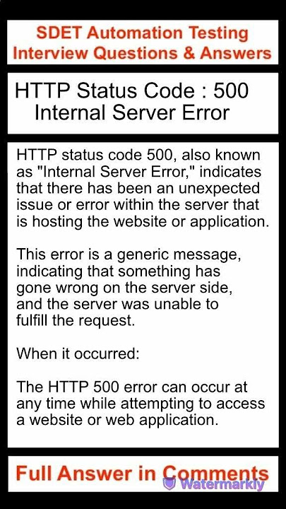 API Testing : HTTP Status Code : 500 : Internal Server Error