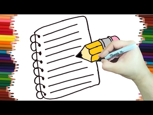 Como dibujar UNA LIBRETA CON UN LAPIZ paso a paso y MUY FACIL