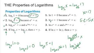 Pre-Calculus: Unit 0 Logarithmic Properties