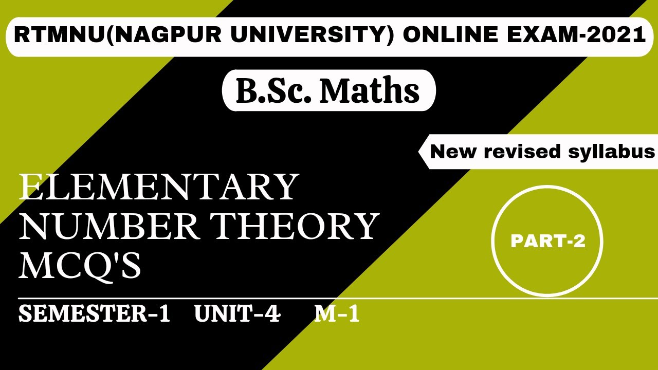 Elementary number theory MCQ's for B.Sc. | Part-2 | RTMNU | B.Sc. Maths | Multiple choice questions