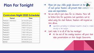 CMMS 2020 Virtual Curriculum Night