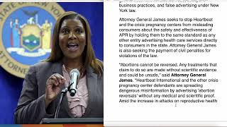 Outrageous how AG Letitia James Strikes  Anti-Abortion Group & NY Centers for Deceptive Claims!