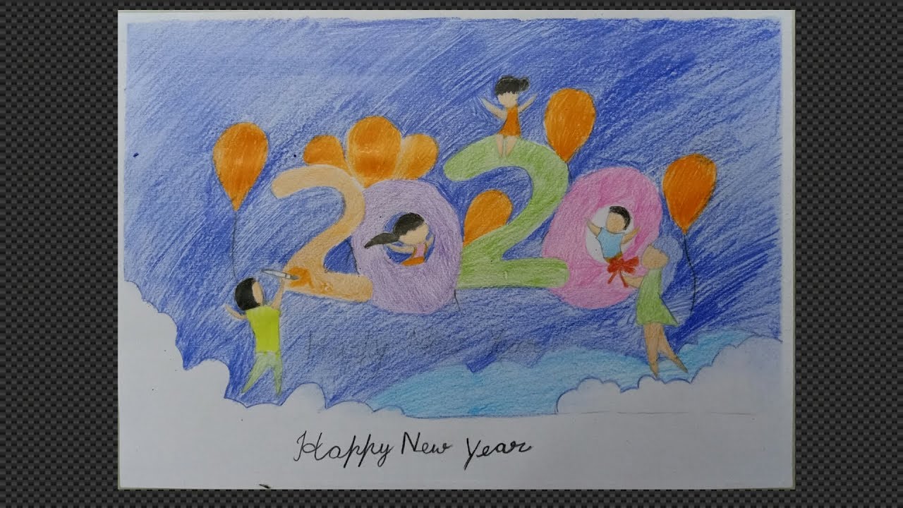 Very easy drawing of new year for kids - YouTube