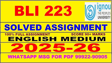 BLI 223 solved assignment 2025-26 in English || bli 223 solved assignment 2026 || bli223 2025-26