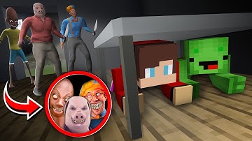 JJ and Mikey are HIDING from SCARY TENGE TENGE, BLIPPI and JOHN PORK in Minecraft - Maizen